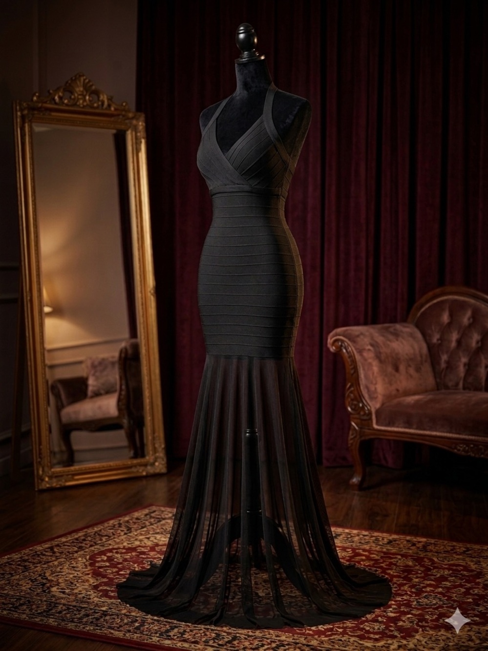 WOW couture Black Sheer-Mermaid Bandage Gown
